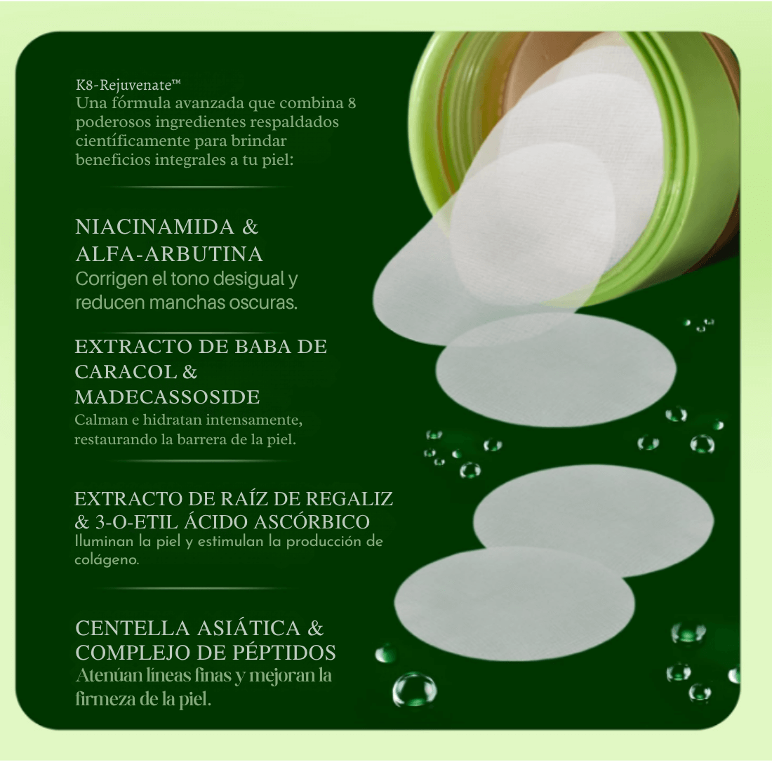 JIYU-Tratamiento facial hidratante con mucina de caracol, niacinamida, péptidos y centella